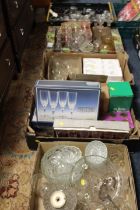 FIVE TRAYS OF ASSORTED GLASSWARE