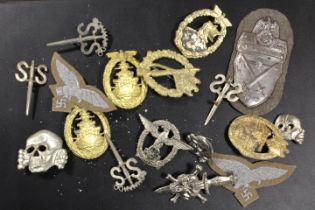 A COLLECTION OF MILITARY TYPE BADGES TO INCLUDE BULLION THREAD TYPES