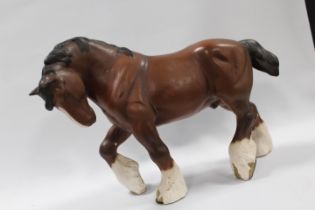 A BESWICK MODEL OF A WALKING SHIRE HORSE IN MATT FINISH