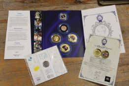 A BEATRIX POTTER 50P PIECE IN ORIGINAL PACKAGE TOGETHER WITH PRINCESS DIANNA COIN SET