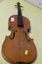 A VINTAGE VIOLIN WITH A TWO PIECE BACK A/F