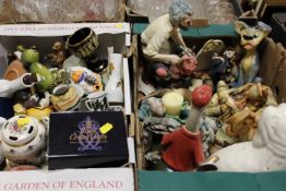 TWO TRAYS OF ASSORTED CERAMICS TO INCLUDE CROWN DERBY, ROYAL WORCESTER ETC