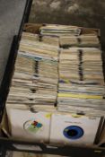 A TRAY OF ASSORTED 7" SINGLES TO INCLUDE ALICE COOPER, BANARAMA ETC