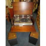 AN AIWA RECORD TURNTABLE - MODEL AF5050 IN CABINET WITH SPEAKERS