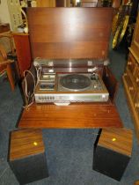 AN AIWA RECORD TURNTABLE - MODEL AF5050 IN CABINET WITH SPEAKERS