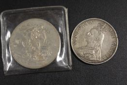 AN 1889 DOUBLE FLORIN AND 1951 CROWN