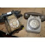 TWO VINTAGE TELEPHONES - ONE PLASTIC & ONE BAKELITE