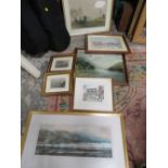 A SELECTION OF PICTURES, PRINTS AND MIRRORS ETC