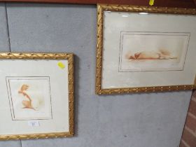 TWO GILT FRAMED AND GLAZED NUDE STUDIES