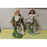 A PAIR OF FRANKLIN MINT PORCELAIN FIGURES BY ANN O CONNER , THE ROSE OF TRALEE AND MY WILD IRIS ROSE