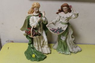 A PAIR OF FRANKLIN MINT PORCELAIN FIGURES BY ANN O CONNER , THE ROSE OF TRALEE AND MY WILD IRIS ROSE