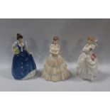 A ROYAL DOULTON FIGURINE 'HELEN' TOGETHER WITH 'DAWN' AND COALPORT 'ANTHEA' FIGURE (3)