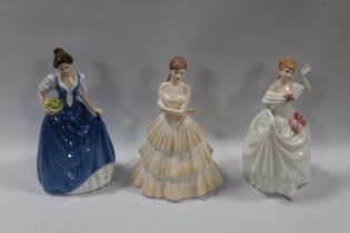 A ROYAL DOULTON FIGURINE 'HELEN' TOGETHER WITH 'DAWN' AND COALPORT 'ANTHEA' FIGURE (3)