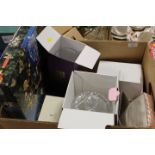 A BOX OF ASSORTED CRYSTAL ETC TO INCLUDE ROYAL DOULTON