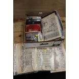 A TRAY OF COLLECTORS COINS, NEWSPAPERS ETC