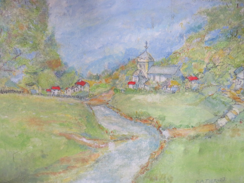 C.A. FULFORD (XX). British school, a pair of impressionist landscapes with buildings, signed lower - Image 3 of 6