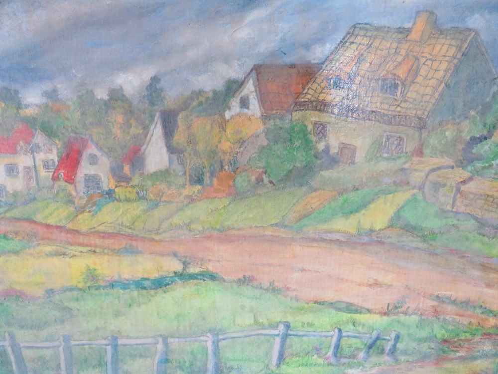 C.A. FULFORD (XX). British school, a pair of impressionist landscapes with buildings, signed lower - Image 2 of 6