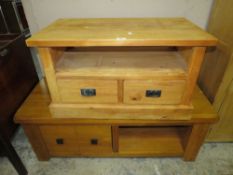 TWO MODERN PINE MEDIA CABINETS (2)