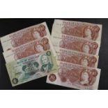 FIVE x TEN SHILLING AND A VINTAGE ONE POUND NOTE