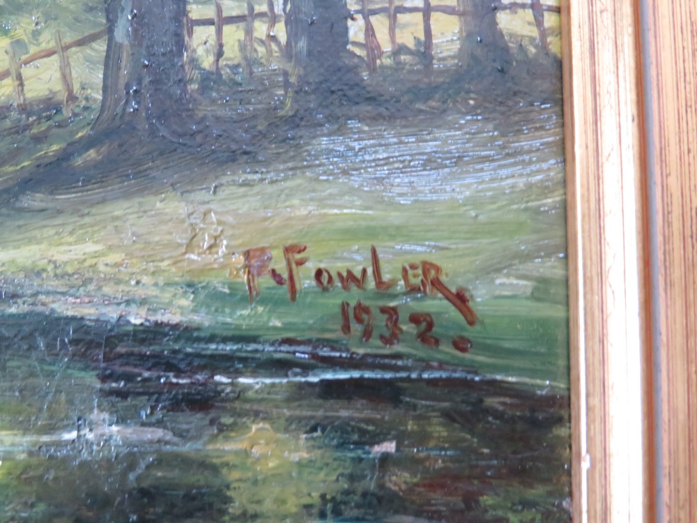 R. FOWLER. British school 'In Bolton Woods Wharfedale', see verso, signed and dated 1932 middle to - Image 2 of 3
