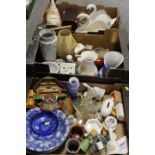THREE TRAYS OF ASSORTED CERAMICS TO INCLUDE VASES