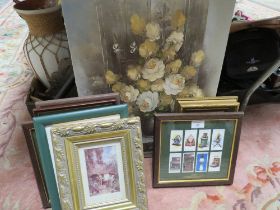 A QUANTITY OF SMALL PICTURES TO INC FRAMED CIGARETTE CARDS