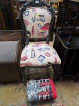 AN ELVIS THEMED CHAIR & STOOL