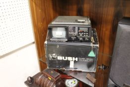 A VINTAGE BUSH PORTABLE TELEVISION RADIO & ALARM CLOCK WITH ORIGINAL BOX
