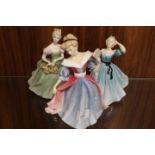 ROYAL DOULTON FIGURE OF THE YEAR "AMY" TOGETHER WITH "CELESTE" AND CLARISSA