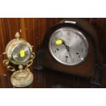 A VINTAGE SMITHS MANTLE CLOCK TOGETHER WITH AN ONYX STYLE CLOCK