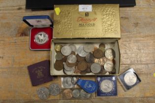 A BOX OF ANTIQUE AND VINTAGE COINAGE