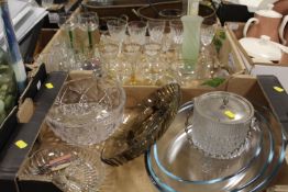 TWO TRAYS OF ASSORTED GLASSWARE