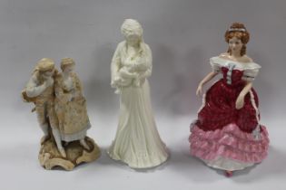A ROYAL DOULTON FIGURINE 'SWEET SIXTEEN' TOGETHER WITH ROYAL WORCESTER 'SWEET DREAMS' AND A