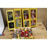 A COLLECTION OF NINE ASSORTED PELLUM BOXED PUPPETS