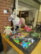 A LARGE COLLECTION OF TOYS TO INCLUDE A 3FT TALKING SVEN REINDEER FROM DISNEY FROZEN, MATTEL BABY