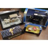 A BOXED UNIVERSAL HOBBIES 1..18 MODEL FORD T TOURING CAR TOGETHER WITH A 1911 ROLLS ROYCE TOURER AND