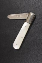 A HALLMARKED SILVER FRUIT KNIFE