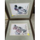 A PAIR OF FRAMED 'GILLRAY' CARICATURE ENGRAVINGS AND A PAIR OF 'ART LANAY' DUCK PRINTS (4)