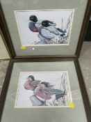 A PAIR OF FRAMED 'GILLRAY' CARICATURE ENGRAVINGS AND A PAIR OF 'ART LANAY' DUCK PRINTS (4)