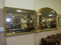 A MODERN OVERMANTLE MIRROR - W 102 cm TOGETHER WITH ANOTHER MIRROR (2)
