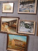 SEVEN ASSORTED PAINTINGS BY J.DURHAM INCLUDING IRONBRIDGE (7)