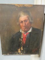 A 19TH CENTURY OIL ON CANVAS OF AN ELDERLY GENTLEMAN 56 X 45 CM A/F