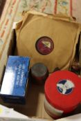 COLLECTION OF 78 RECORDS, VINTAGE COW & GATE TIN, BOXED SILVER PLATED CONDIMENT SET, WOODEN TREEN