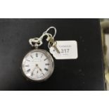 A HALLMARKED SILVER OPEN FACED MANUAL WIND POCKET WATCH BY MASTERS LTD - RYE, Dia 5.25 cm