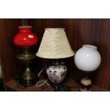 THREE VINTAGE LAMPS TO INCLUDE A OIL CONVERSION EXAMPLE