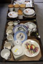 FOUR TRAYS OF ASSORTED CERAMICS TO INCLUDE PORTMEIRION BUTTERFLIES ROLLING PIN