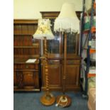 A VINTAGE OAK BARLEYTWIST STANDARD LAMP TOGETHER WITH ANOTHER (2)