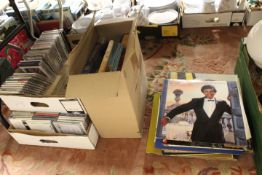 A QUANTITY OF LP RECORDS , CDS AND BOOKS TO INCLUDE FRANK SINATRA, JOHNNY MATHIS ETC