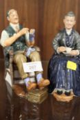 TWO LARGE DOULTON FIGURES BACHELOR AND CUP OF TEA