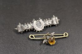 A VICTORIAN BUG BROOCH TOGETHER WITH A VICTORIAN SILVER BROOCH